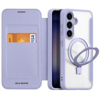Samsung Galaxy S24 Plus SM-S926, Oldalra nyíló tok, stand, közepesen ütésálló, kitámasztóval, RFID technológiával, Magsafe kompatibilis, Dux Ducis Skin X Pro Ring Stand Magsafe, lila kép