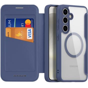 Samsung Galaxy S24 Plus SM-S926, Oldalra nyíló tok, stand, közepesen ütésálló, Magsafe kompatibilis, Dux Ducis Skin Pro Magsafe, sötétkék kép