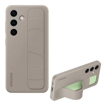 Samsung Galaxy S24 Plus SM-S926, Szilikon tok, matt, kitámasztóval, beépített szíj, Standing Grip, szürke, gyári kép