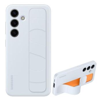Samsung Galaxy S24 Plus SM-S926, Szilikon tok, matt, kitámasztóval, beépített szíj, Standing Grip, világoskék, gyári kép