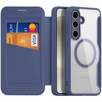 Samsung Galaxy S24 SM-S921, Oldalra nyíló tok, stand, közepesen ütésálló, Magsafe kompatibilis, Dux Ducis Skin Pro Magsafe, sötétkék kép