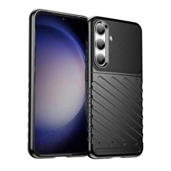 Samsung Galaxy S24 SM-S921, Szilikon tok, közepesen ütésálló, domború csíkos minta, fekete kép