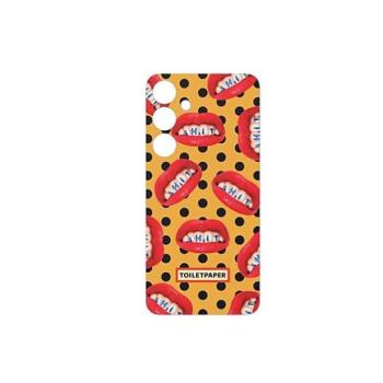 Samsung Galaxy S24+ Toiletpaper gyári tok, sárga/száj minta kép
