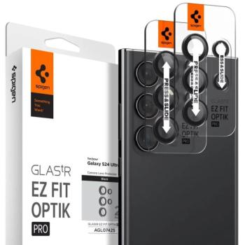 Samsung Galaxy S24 Ultra SM-S928, Kamera lencsevédő fólia, ütésálló fólia, Tempered Glass (edzett üveg), Spigen Glastr Ez Fit Optik Pro, fekete, 2 db / csomag kép