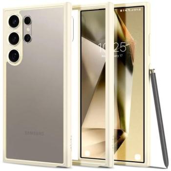 Samsung Galaxy S24 Ultra SM-S928, Műanyag hátlap védőtok + szilikon keret, Spigen Ultra Hybrid, átlátszó/homok-beige kép