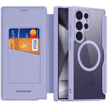 Samsung Galaxy S24 Ultra SM-S928, Oldalra nyíló tok, stand, közepesen ütésálló, Magsafe kompatibilis, Dux Ducis Skin Pro Magsafe, lila kép