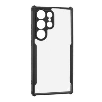 Samsung Galaxy S24 Ultra SM-S928, Szilikon tok, közepesen ütésálló, légpárnás sarok, akril hátlap, Anti-Drop Case, átlátszó/fekete kép