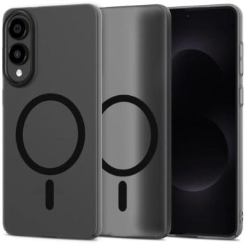 Samsung Galaxy S25 Edge SM-S937, Műanyag hátlap védőtok + szilikon keret, közepesen ütésálló, Magsafe töltővel kompatibilis, Magslim Magsafe, áttetsző/fekete kép