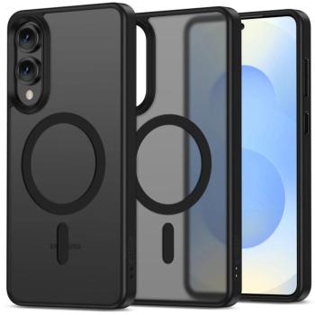 Samsung Galaxy S25 Edge SM-S937, Műanyag hátlap védőtok + szilikon keret, Magsafe töltővel kompatibilis, Magmat Magsafe, áttetsző/fekete kép