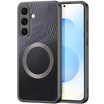Samsung Galaxy S25 FE SM-S731, Műanyag hátlap védőtok + szilikon keret, Magsafe töltővel kompatibilis, hullám minta, Dux Ducis Aimo Mag, áttetsző/fekete kép