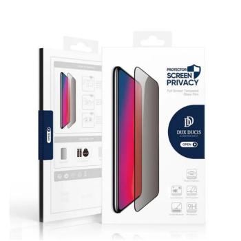 Samsung Galaxy S25 Plus SM-S936, Kijelzővédő fólia, ütésálló fólia (az íves részre is!), Tempered Glass (edzett üveg), betekintés elleni védelem, Dux Ducis Privacy, fekete kép