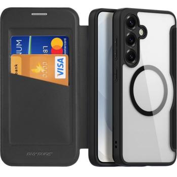 Samsung Galaxy S25 Plus SM-S936, Oldalra nyíló tok, stand, közepesen ütésálló, Magsafe kompatibilis, Dux Ducis Skin Pro Magsafe, fekete kép