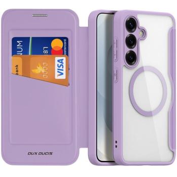 Samsung Galaxy S25 Plus SM-S936, Oldalra nyíló tok, stand, közepesen ütésálló, Magsafe kompatibilis, Dux Ducis Skin Pro Magsafe, lila kép