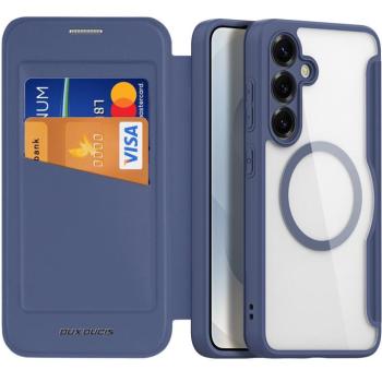 Samsung Galaxy S25 Plus SM-S936, Oldalra nyíló tok, stand, közepesen ütésálló, Magsafe kompatibilis, Dux Ducis Skin Pro Magsafe, sötétkék kép