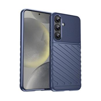Samsung Galaxy S25 Plus SM-S936, Szilikon tok, közepesen ütésálló, domború csíkos minta, sötétkék kép