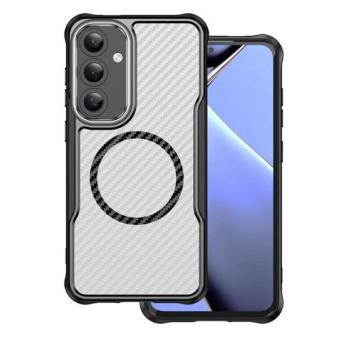 Samsung Galaxy S25 Plus SM-S936, Szilikon tok, közepesen ütésálló, légpárnás sarok, kameravédő keret, Magsafe töltővel kompatibilis, karbon minta, fekete kép