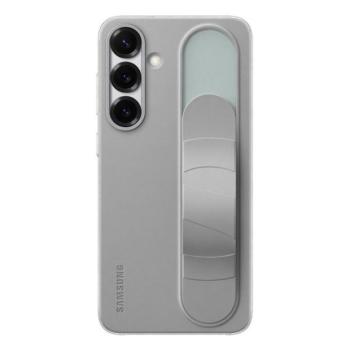 Samsung Galaxy S25 Plus SM-S936, Szilikon tok, matt, kitámasztóval, beépített szíj, Standing Grip, világosszürke, gyári kép