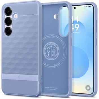 Samsung Galaxy S25 Plus SM-S936, Szilikon tok + műanyag keret, közepesen ütésálló, Magsafe töltővel kompatibilis, 3D hatszög minta, Spigen Caseology Parallax Mag, lila kép