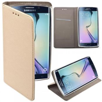 Samsung Galaxy S25 Plus telefon tok, könyvtok, oldalra nyíló tok, mágnesesen záródó, SM-S936, arany kép