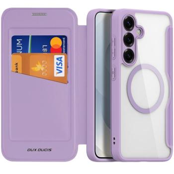 Samsung Galaxy S25 SM-S931, Oldalra nyíló tok, stand, közepesen ütésálló, Magsafe kompatibilis, Dux Ducis Skin Pro Magsafe, lila kép