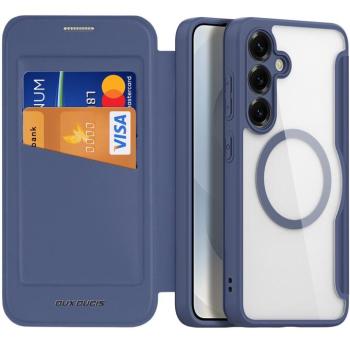 Samsung Galaxy S25 SM-S931, Oldalra nyíló tok, stand, közepesen ütésálló, Magsafe kompatibilis, Dux Ducis Skin Pro Magsafe, sötétkék kép