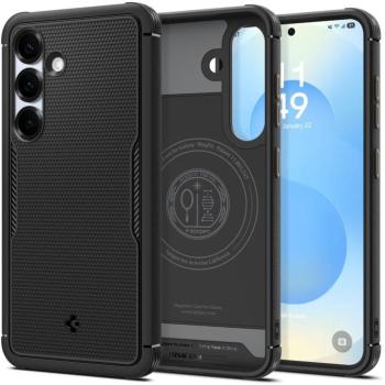 Samsung Galaxy S25 SM-S931, Szilikon tok, Magsafe töltővel kompatibilis, pöttyös minta, Spigen Core Armor Mag, fekete kép