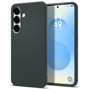Samsung Galaxy S25 SM-S931, Szilikon tok, Spigen Liquid Air, háromszög minta, sötétzöld kép