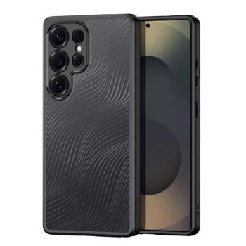 Samsung Galaxy S25 Ultra SM-S938, Műanyag hátlap védőtok + szilikon keret, hullám minta, Dux Ducis Aimo, áttetsző/fekete kép