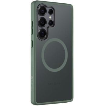 Samsung Galaxy S25 Ultra SM-S938, Műanyag hátlap védőtok + szilikon keret, közepesen ütésálló, Magsafe kompatibilis, Tactical MagForce Hyperstealth, áttetsző/zöld kép