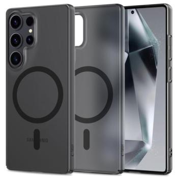 Samsung Galaxy S25 Ultra SM-S938, Műanyag hátlap védőtok + szilikon keret, közepesen ütésálló, Magsafe töltővel kompatibilis, Magslim Magsafe, áttetsző/fekete kép