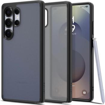 Samsung Galaxy S25 Ultra SM-S938, Műanyag hátlap védőtok + szilikon keret, Spigen Ultra Hybrid Matte, áttetsző/fekete kép