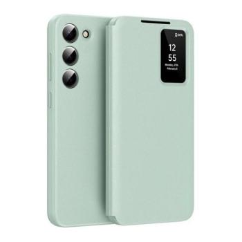 Samsung Galaxy S25 Ultra SM-S938, Oldalra nyíló tok, hívás mutatóval, kártyatartóval, Smart View Cover, világoszöld kép