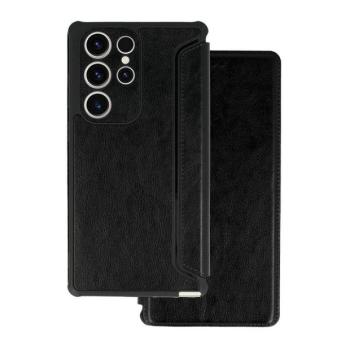 Samsung Galaxy S25 Ultra SM-S938, Oldalra nyíló tok, közepesen ütésálló, bőrhatású, fekete kép