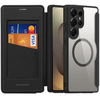 Samsung Galaxy S25 Ultra SM-S938, Oldalra nyíló tok, stand, közepesen ütésálló, Magsafe kompatibilis, Dux Ducis Skin Pro Magsafe, fekete kép