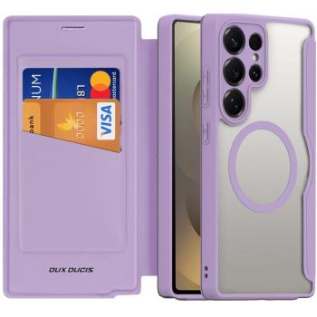 Samsung Galaxy S25 Ultra SM-S938, Oldalra nyíló tok, stand, közepesen ütésálló, Magsafe kompatibilis, Dux Ducis Skin Pro Magsafe, lila kép