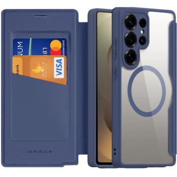 Samsung Galaxy S25 Ultra SM-S938, Oldalra nyíló tok, stand, közepesen ütésálló, Magsafe kompatibilis, Dux Ducis Skin Pro Magsafe, sötétkék kép