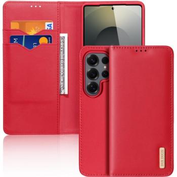 Samsung Galaxy S25 Ultra SM-S938, Oldalra nyíló tok, valódi bőrtok, stand, Dux Ducis Hivo, piros kép