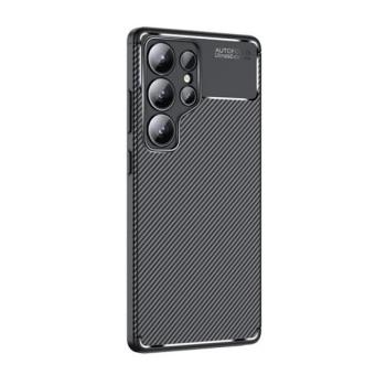 Samsung Galaxy S25 Ultra SM-S938, Szilikon tok, közepesen ütésálló, légpárnás sarok, karbon minta, fekete kép