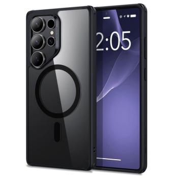 Samsung Galaxy S25 Ultra SM-S938, Szilikon tok, közepesen ütésálló, légpárnás sarok, Magsafe kompatibilis, ESR Classic Hybrid HaloLock, átlátszó/fekete kép