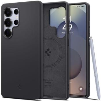 Samsung Galaxy S25 Ultra SM-S938, Szilikon tok, közepesen ütésálló, Magsafe töltővel kompatibilis, Spigen Silicone Fit Mag, fekete kép