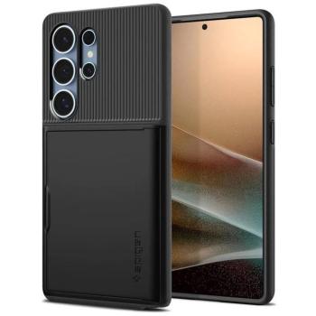 Samsung Galaxy S25 Ultra SM-S938, Szilikon tok, műanyag hátlappal, Spigen Slim Armor CS, fekete kép