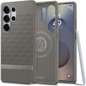 Samsung Galaxy S25 Ultra SM-S938, Szilikon tok + műanyag keret, közepesen ütésálló, Magsafe töltővel kompatibilis, 3D hatszög minta, Spigen Caseology Parallax Mag, szürke kép