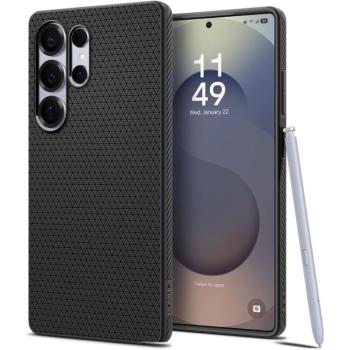 Samsung Galaxy S25 Ultra SM-S938, Szilikon tok, Spigen Liquid Air, háromszög minta, fekete kép