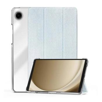 Samsung Galaxy Tab A9 (8.7) SM-X110 / X115, mappa tok, közepesen ütésálló, textil hatású előlap, átlátszó hátlap, Trifold, Dux Ducis Unid, világoskék kép