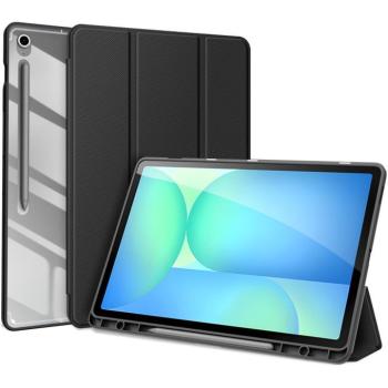 Samsung Galaxy Tab S10 FE Plus (13.1) SM-X620 / X626B, mappa tok, Trifold, légpárnás sarok, közepesen ütésálló, érintőceruza tartó, átlátszó hátlap, Dux Ducis Toby, fekete kép