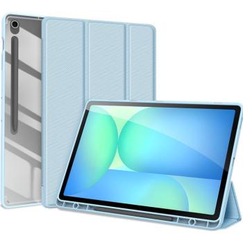 Samsung Galaxy Tab S10 FE Plus (13.1) SM-X620 / X626B, mappa tok, Trifold, légpárnás sarok, közepesen ütésálló, érintőceruza tartó, átlátszó hátlap, Dux Ducis Toby, kék kép