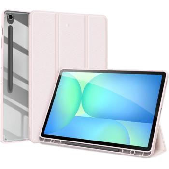 Samsung Galaxy Tab S10 FE Plus (13.1) SM-X620 / X626B, mappa tok, Trifold, légpárnás sarok, közepesen ütésálló, érintőceruza tartó, átlátszó hátlap, Dux Ducis Toby, rózsaszín kép