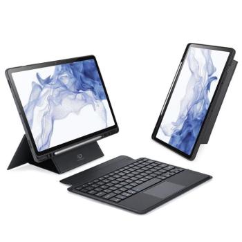 Samsung Galaxy Tab S7 11.0 / Tab S8 11.0, Bluetooth billentyűzetes, mappa tok, Touch Pad, állvány funkció, mágneses rögzítés, érintőceruza tartó, Dux Ducis DK, fekete kép