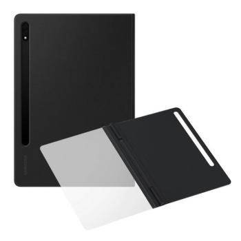 Samsung Galaxy Tab S7 Plus 12.4 / Tab S7 FE 12.4 / Tab S8 Plus 12.4, mappa tok, átlátszó előlap, érintőceruza tartó, Note View Cover, fekete, gyári kép