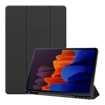 Samsung Galaxy Tab S7 Plus 12.4 / Tab S8 Plus 12.4, mappa tok, Trifold, érintőceruza tartó, fekete kép